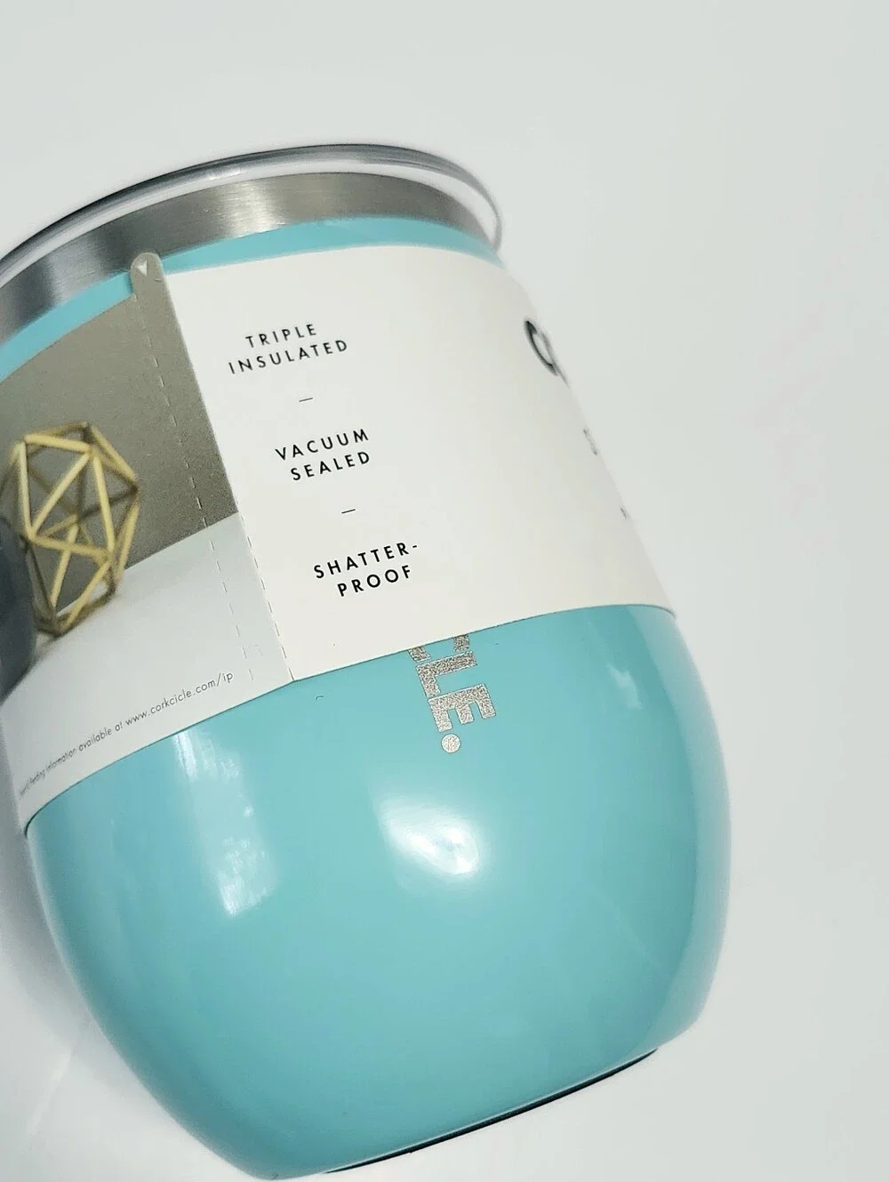 New Corkcicle Turquoise Triple Insulated Stainless Steel Stemless Tumbler Uline - Picture 8 of 8